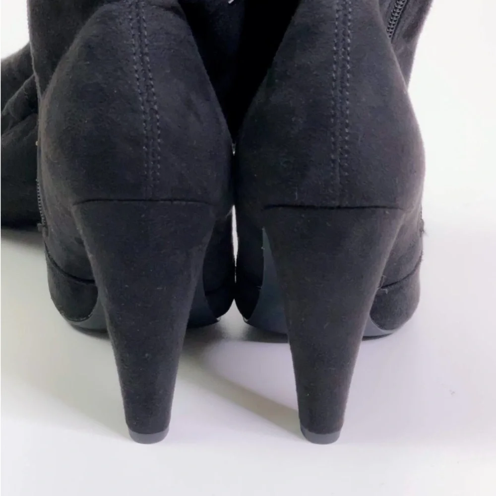 French Connection Jordan Cone Heel Lace Up Over The Knee Boots Black Sz …